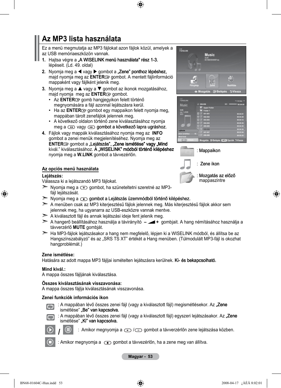 Az mp lista használata | Samsung LE37A616A3F User Manual | Page 123 / 614
