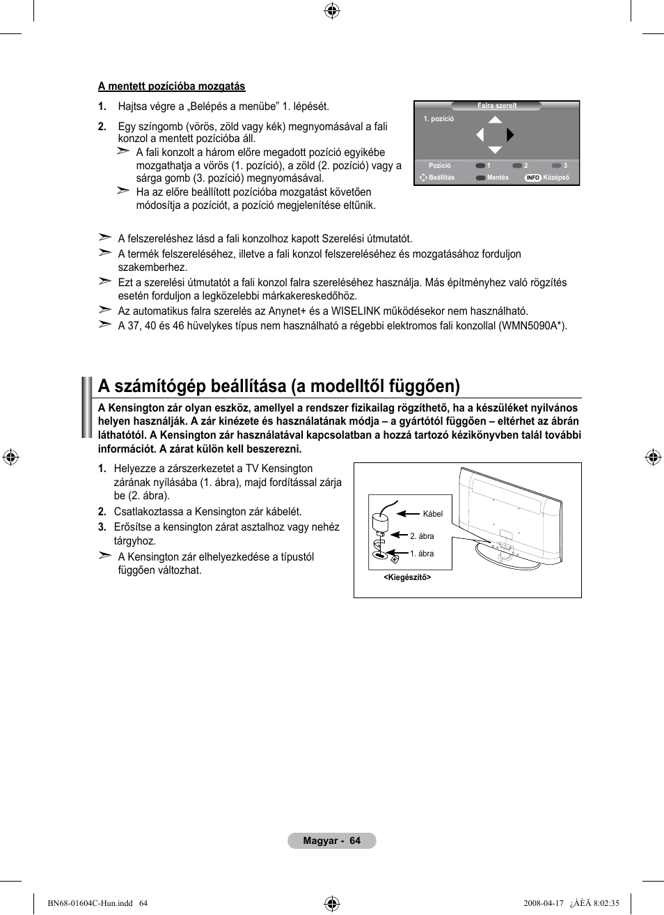 A számítógép beállítása (a modelltől függően) | Samsung LE37A616A3F User Manual | Page 134 / 614