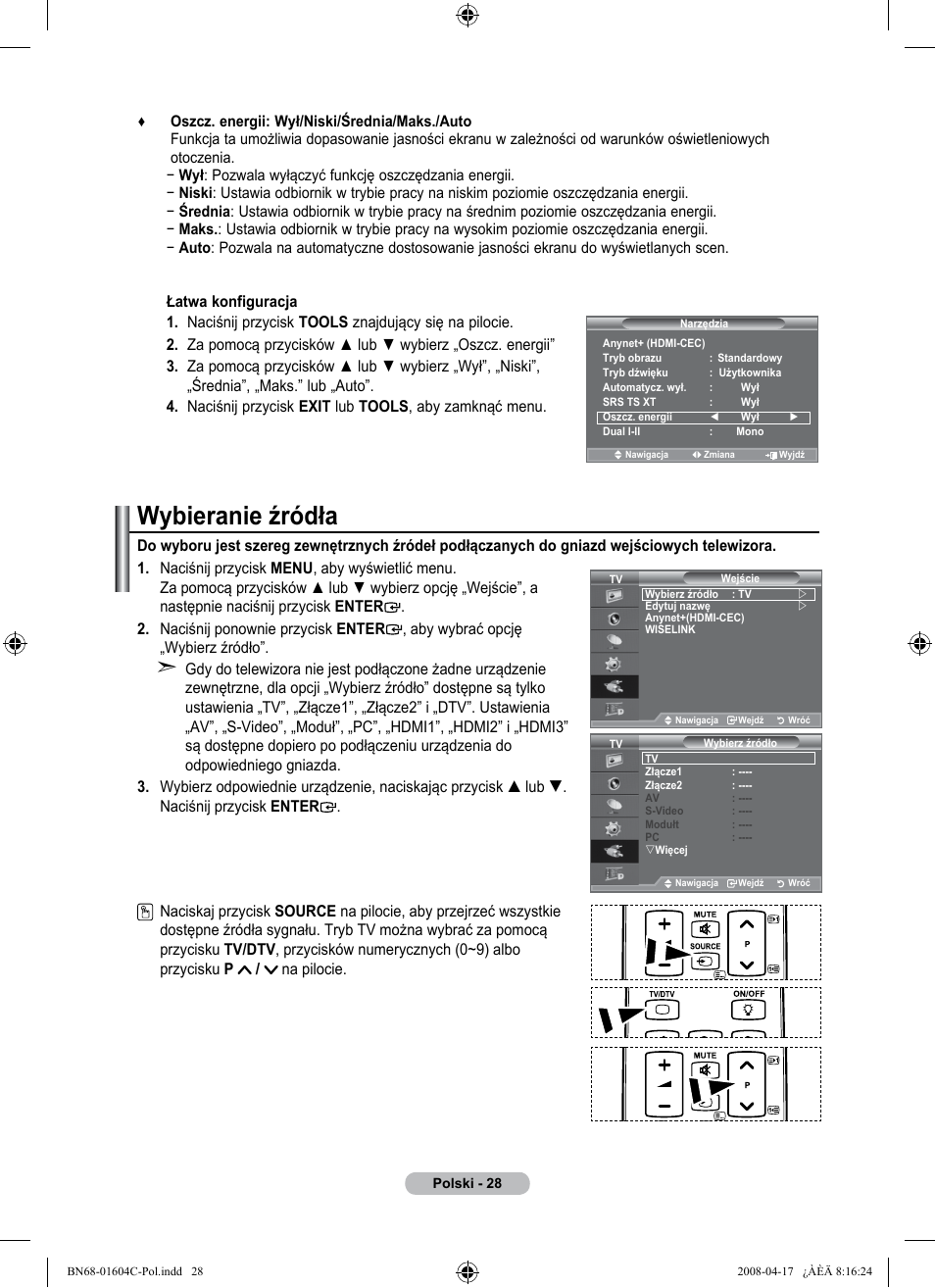 Wybieranie źródła | Samsung LE37A616A3F User Manual | Page 166 / 614