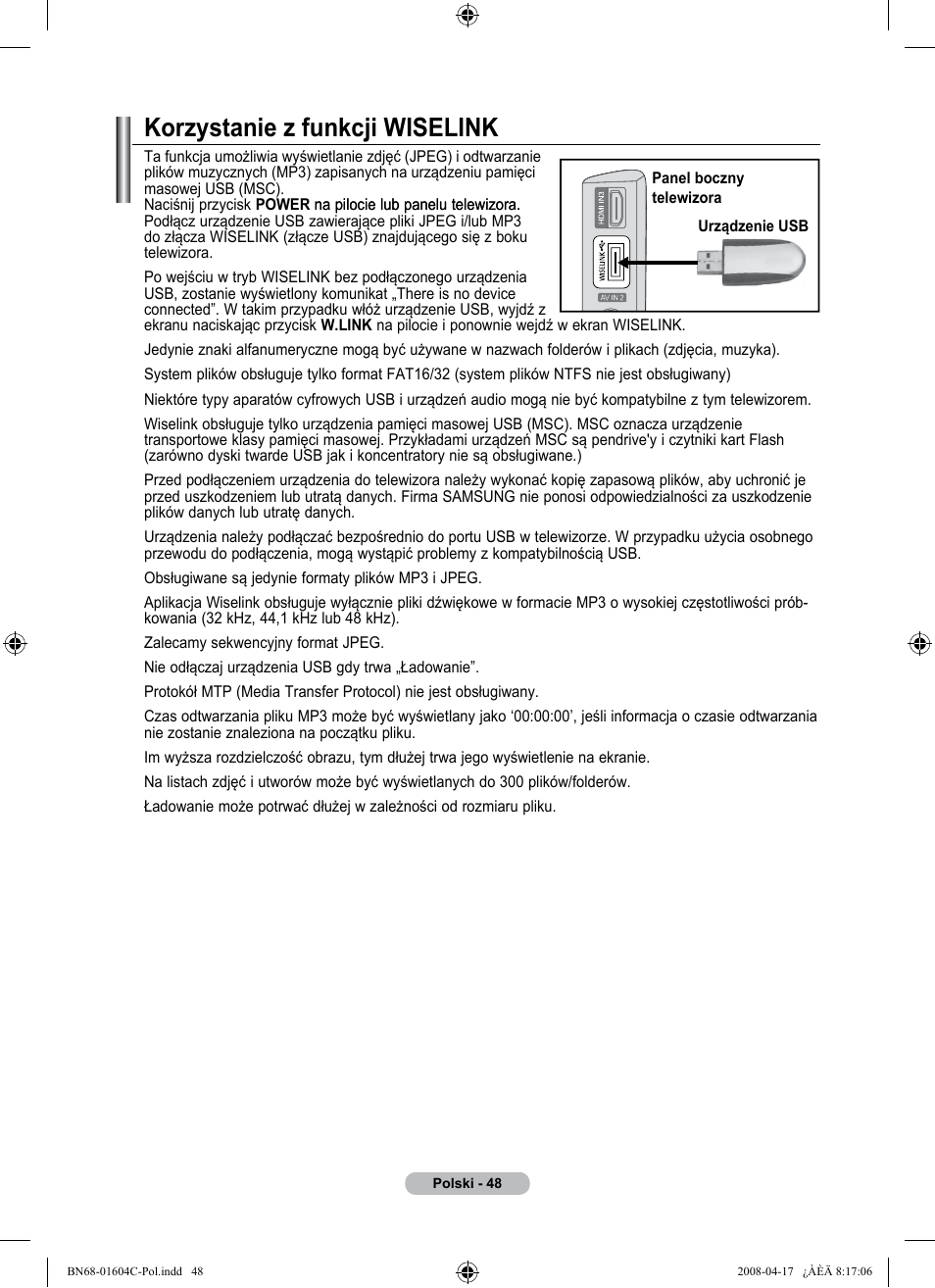 Korzystanie z funkcji wiselink | Samsung LE37A616A3F User Manual | Page 186 / 614
