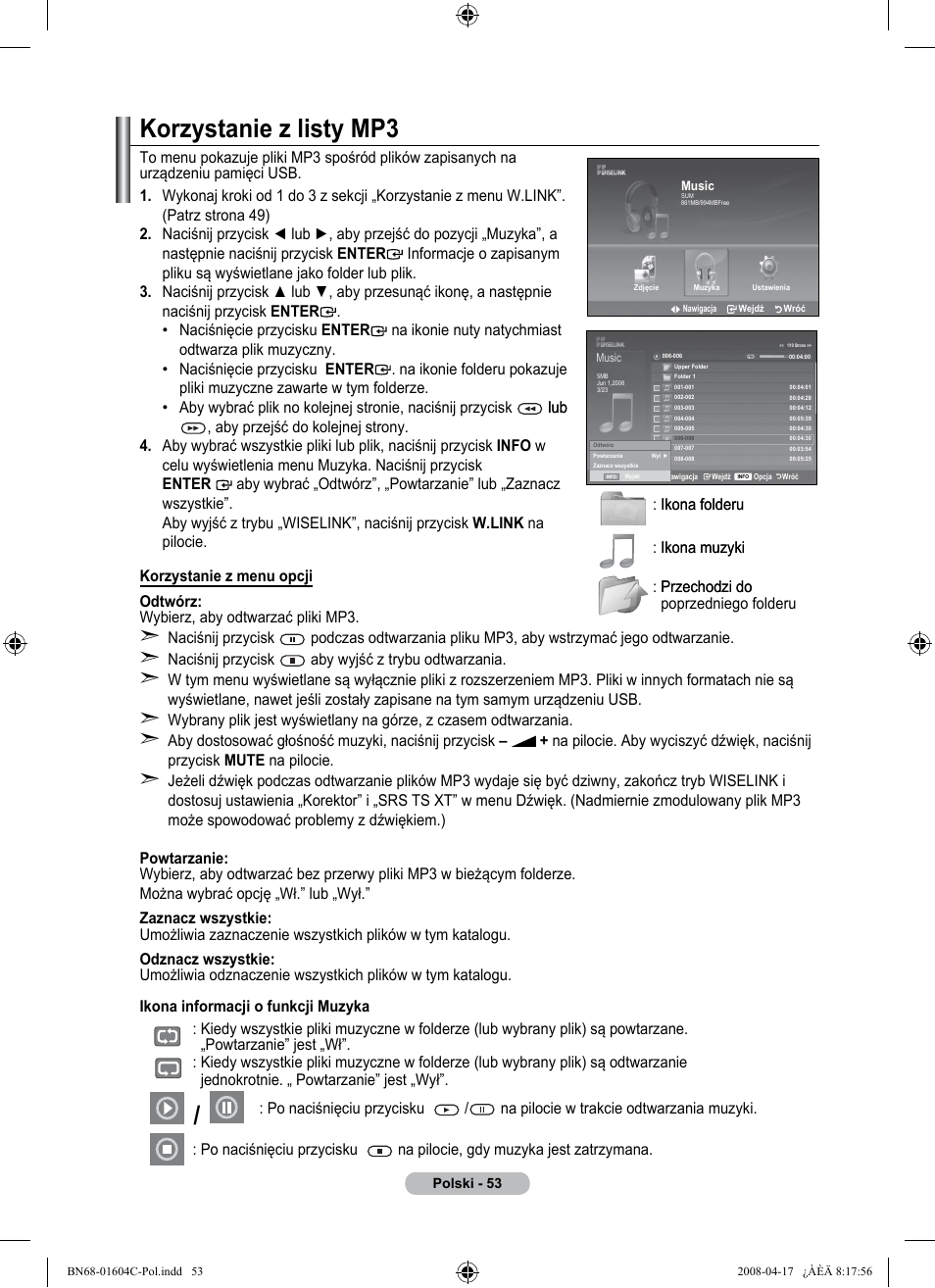 Korzystanie z listy mp | Samsung LE37A616A3F User Manual | Page 191 / 614
