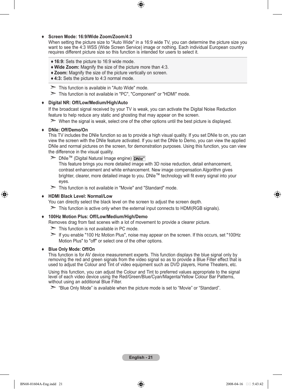 Samsung LE37A616A3F User Manual | Page 23 / 614