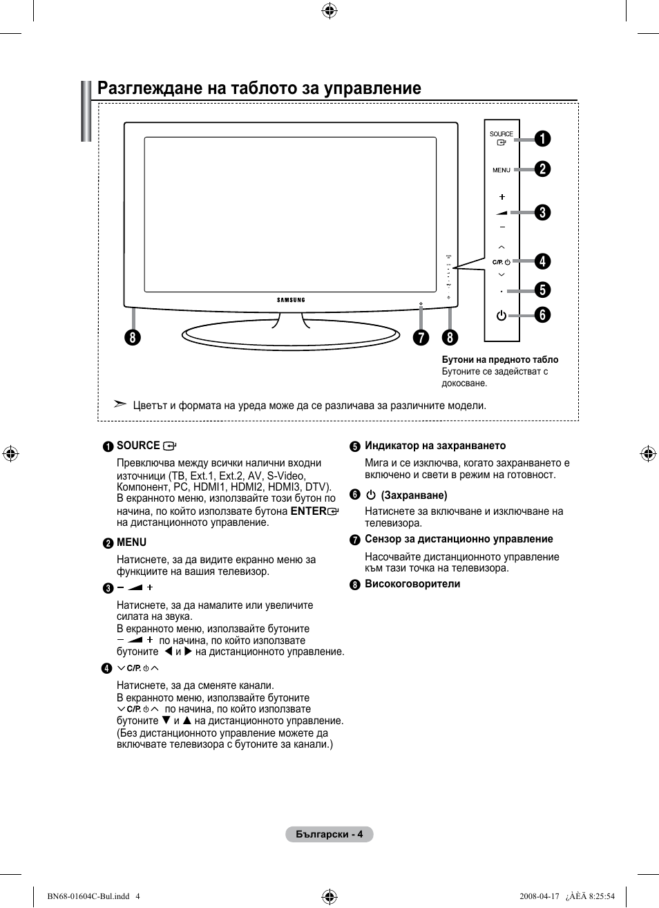 Разглеждане на таблото за управление | Samsung LE37A616A3F User Manual | Page 278 / 614