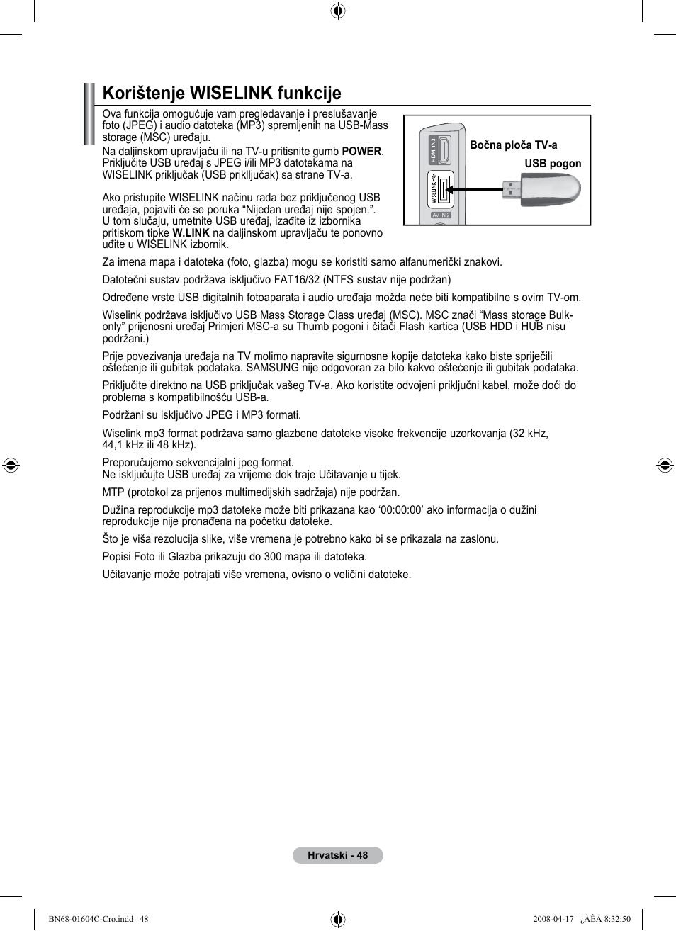 Korištenje wiselink funkcije | Samsung LE37A616A3F User Manual | Page 390 / 614