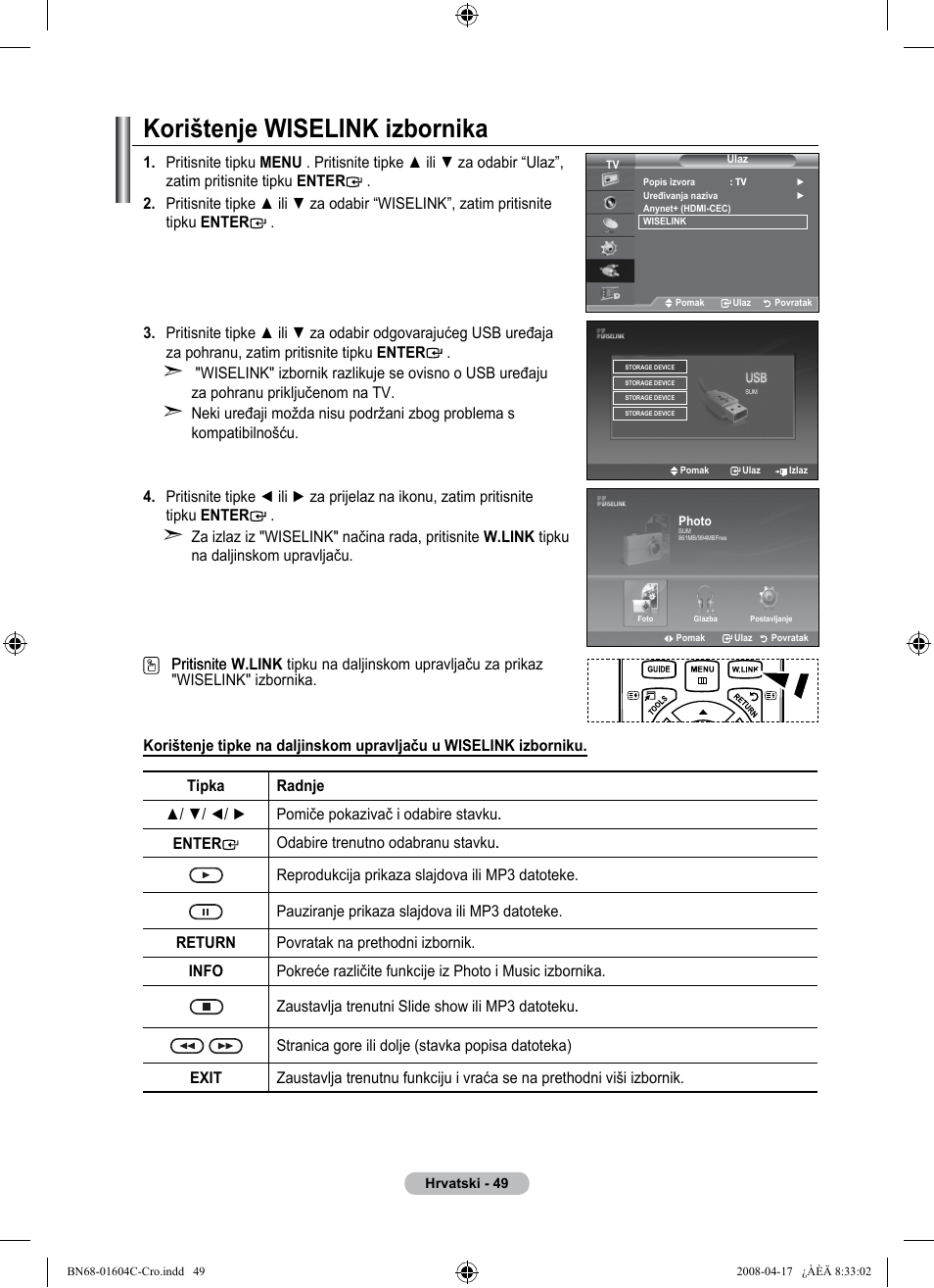 Korištenje wiselink izbornika | Samsung LE37A616A3F User Manual | Page 391 / 614