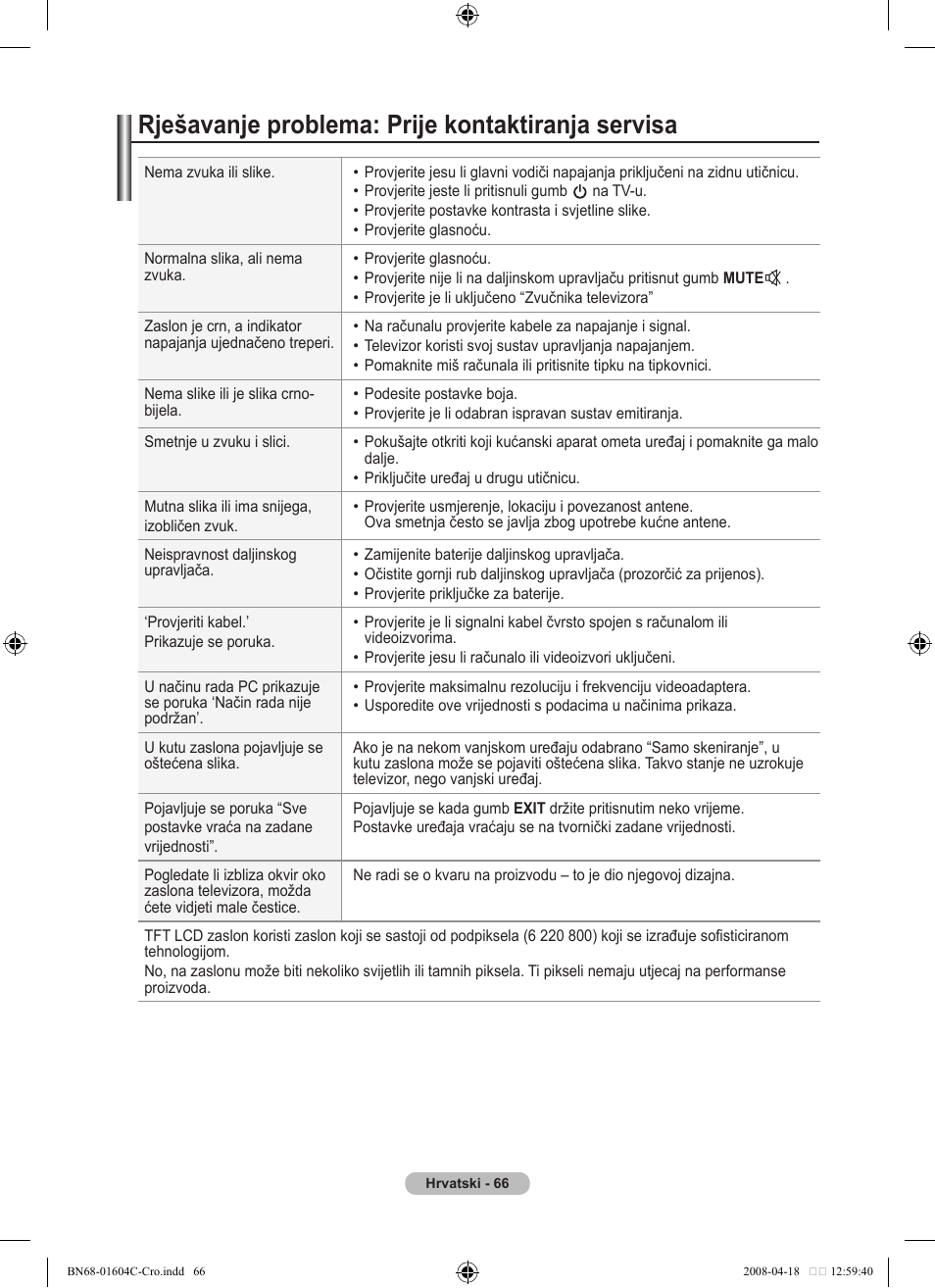 Rješavanje problema: prije kontaktiranja servisa | Samsung LE37A616A3F User Manual | Page 408 / 614