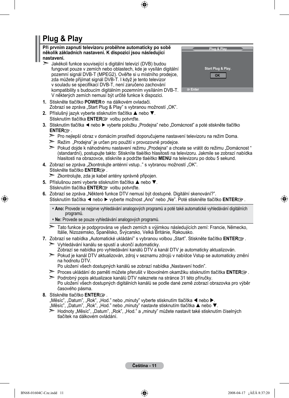 Plug & play | Samsung LE37A616A3F User Manual | Page 421 / 614