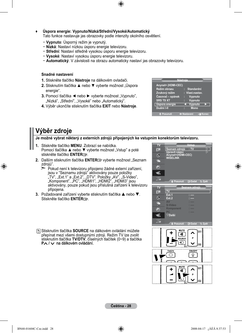 Výběr zdroje | Samsung LE37A616A3F User Manual | Page 438 / 614