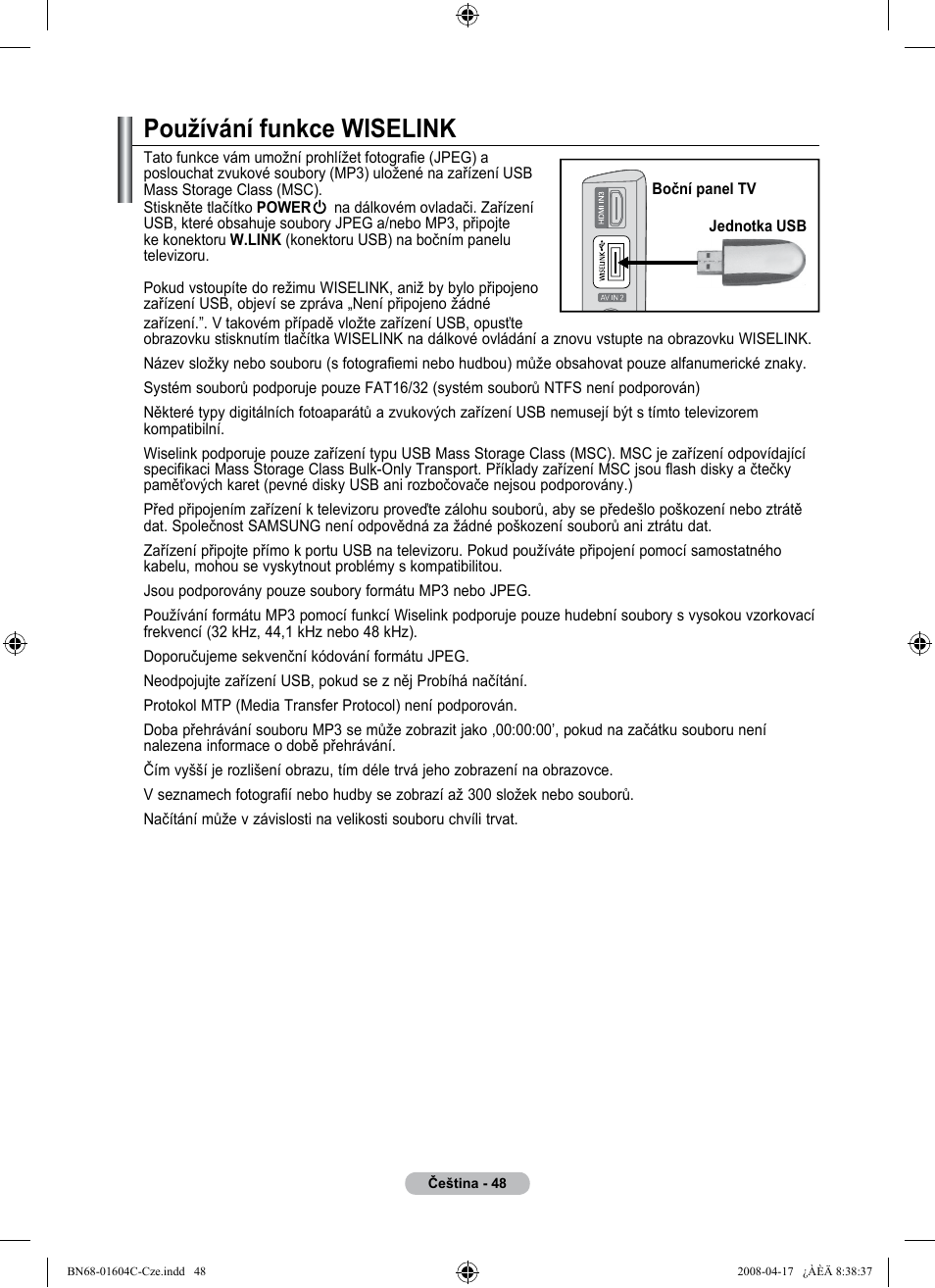 Používání funkce wiselink | Samsung LE37A616A3F User Manual | Page 458 / 614