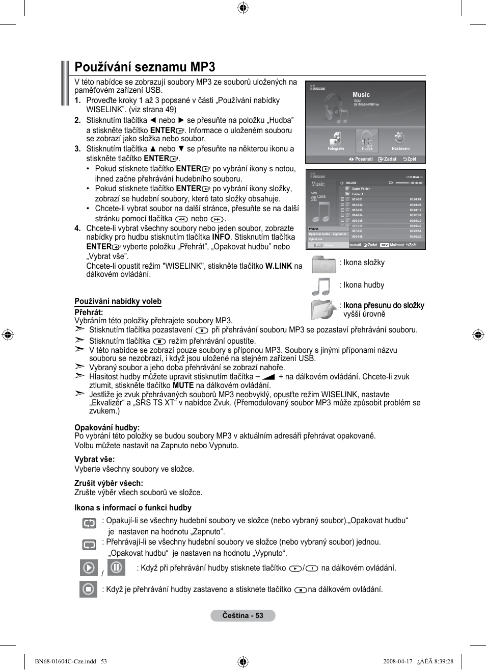 Používání seznamu mp | Samsung LE37A616A3F User Manual | Page 463 / 614