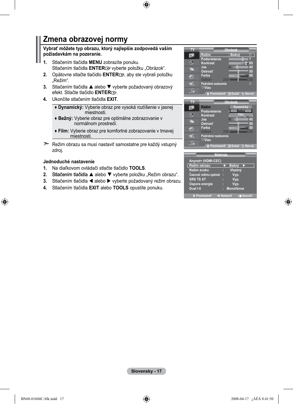 Zmena obrazovej normy | Samsung LE37A616A3F User Manual | Page 495 / 614