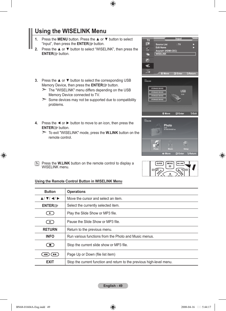 Using the wiselink menu | Samsung LE37A616A3F User Manual | Page 51 / 614