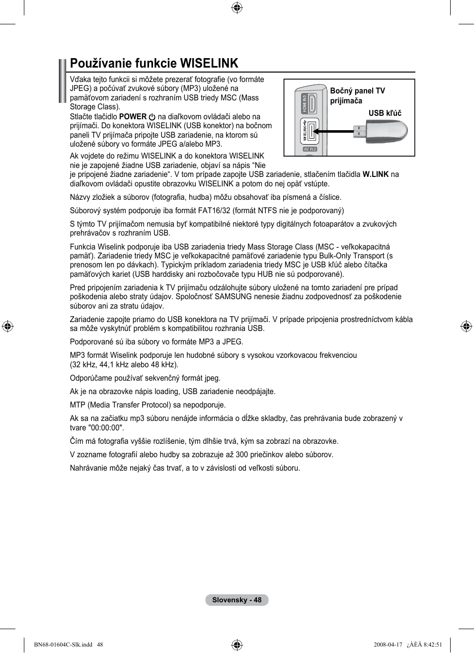 Používanie funkcie wiselink | Samsung LE37A616A3F User Manual | Page 526 / 614
