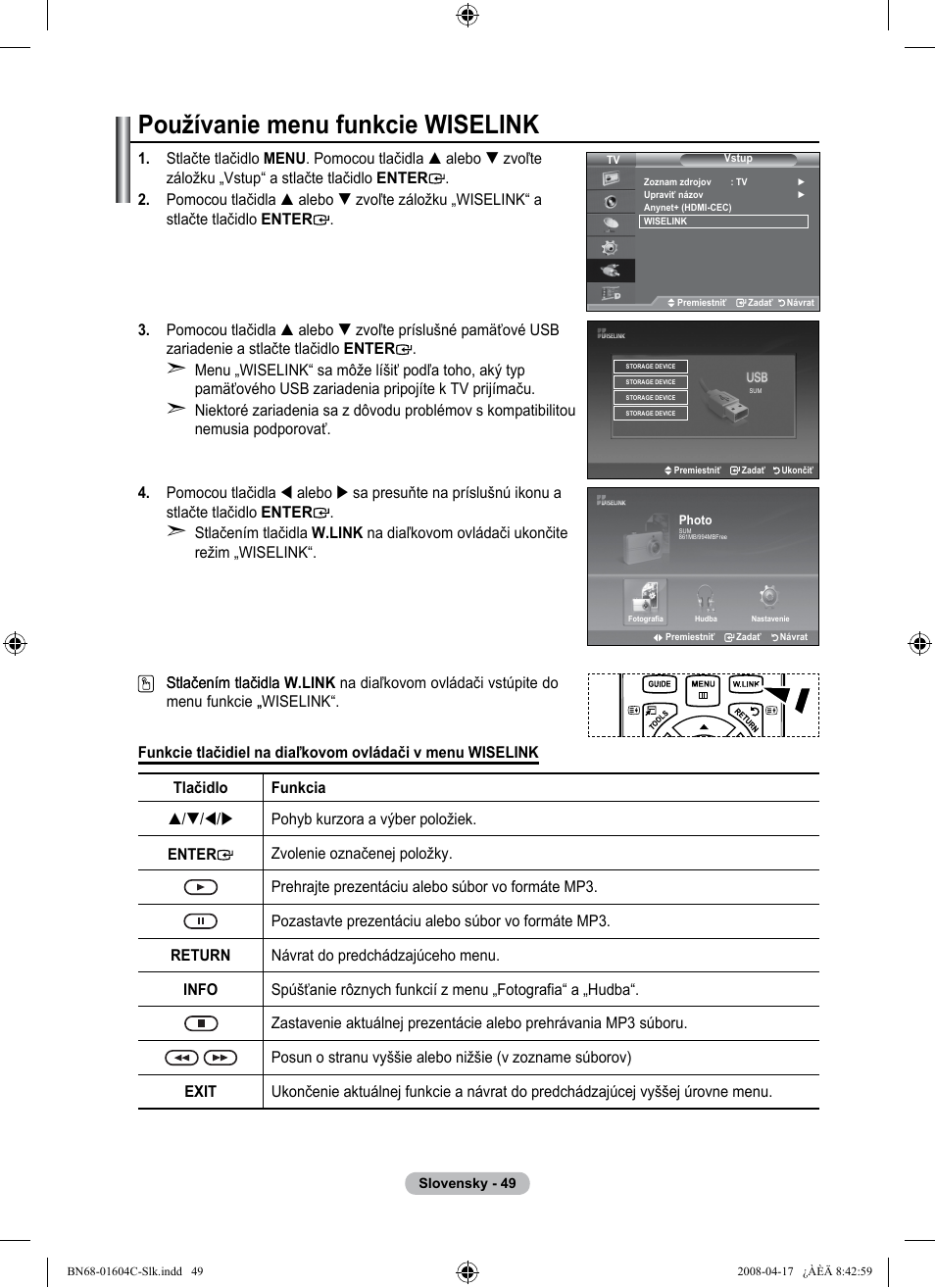 Používanie menu funkcie wiselink | Samsung LE37A616A3F User Manual | Page 527 / 614