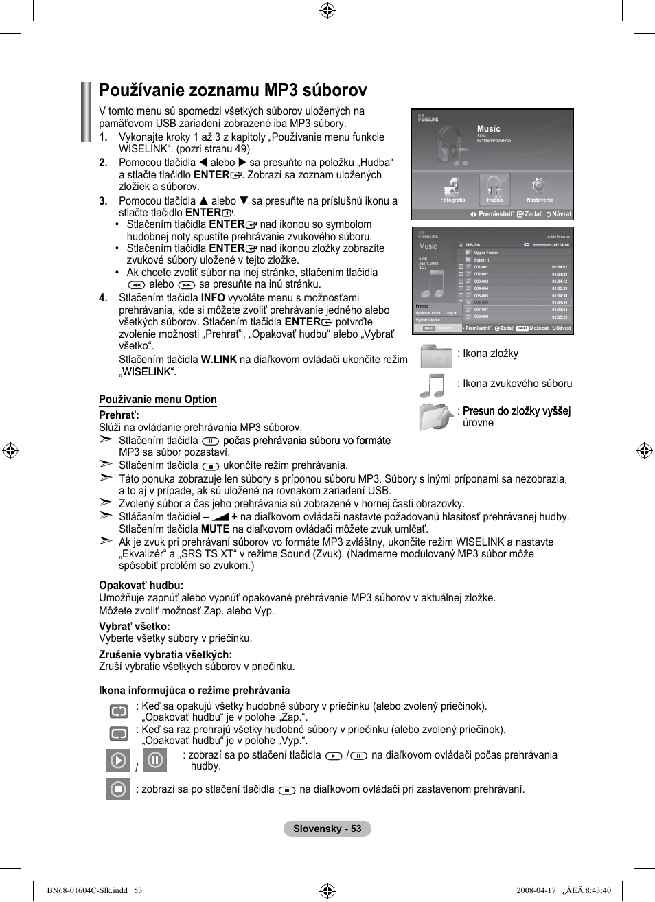 Používanie zoznamu mp súborov | Samsung LE37A616A3F User Manual | Page 531 / 614
