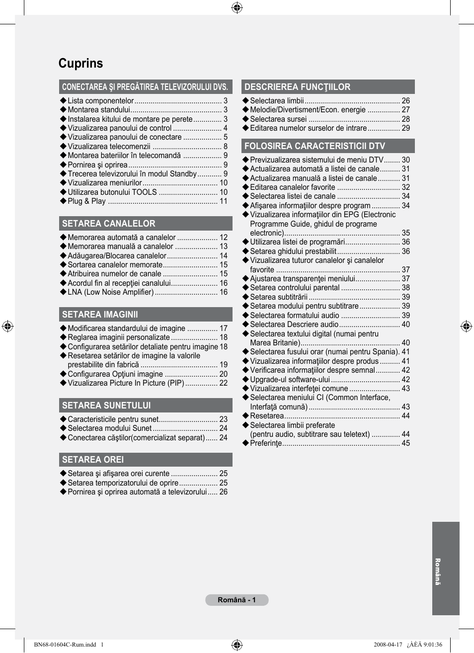 Cuprins | Samsung LE37A616A3F User Manual | Page 547 / 614