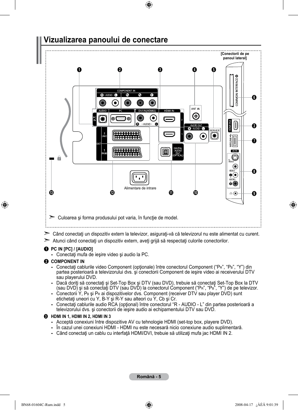 Vizualizarea panoului de conectare | Samsung LE37A616A3F User Manual | Page 551 / 614