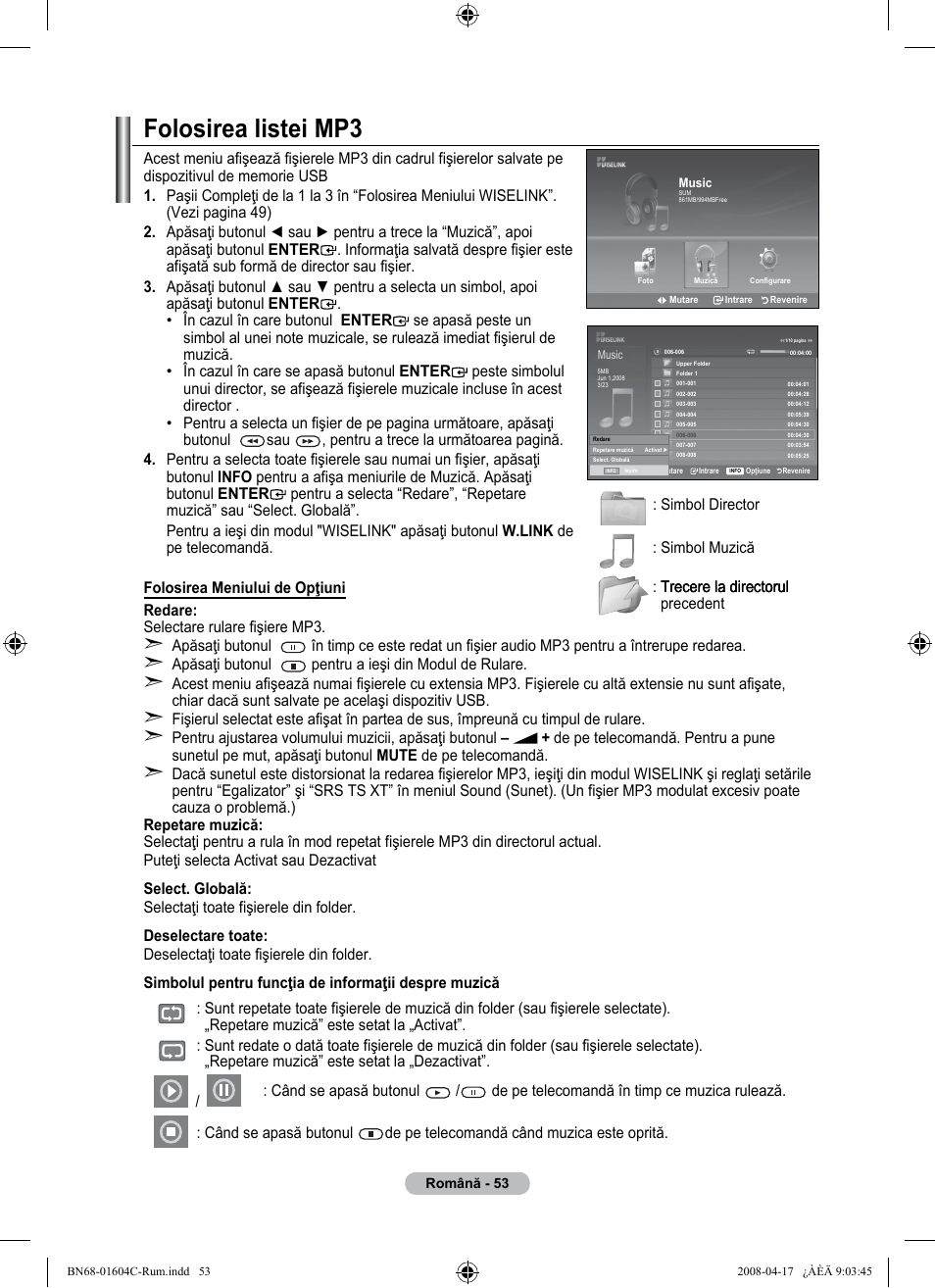Folosirea listei mp | Samsung LE37A616A3F User Manual | Page 599 / 614