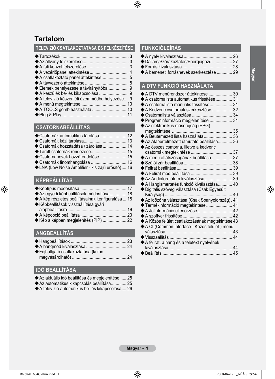 Tartalom | Samsung LE37A616A3F User Manual | Page 71 / 614