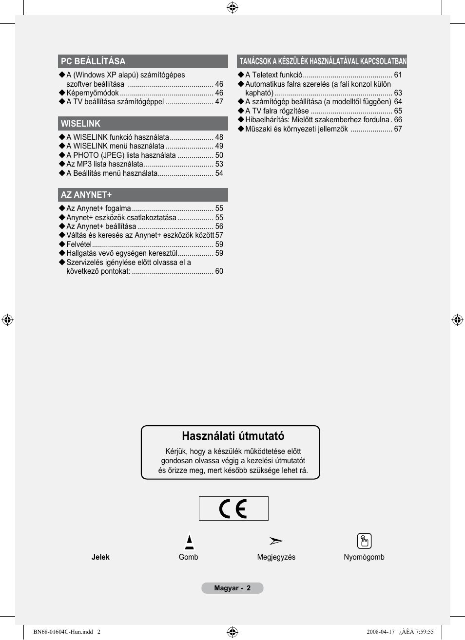 Használati útmutató | Samsung LE37A616A3F User Manual | Page 72 / 614