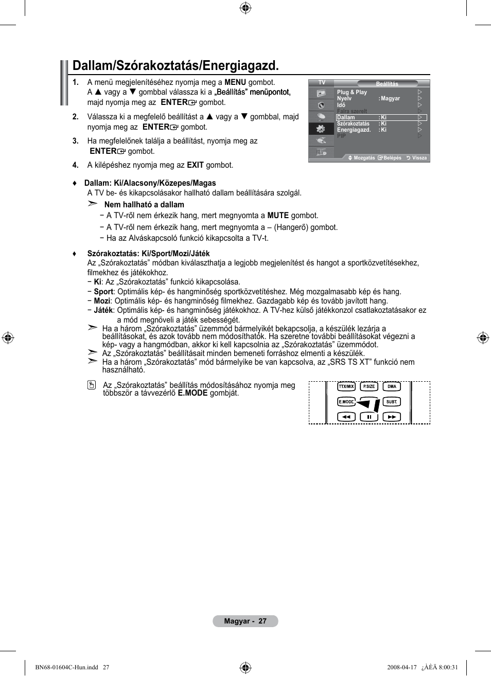 Dallam/szórakoztatás/energiagazd | Samsung LE37A616A3F User Manual | Page 97 / 614