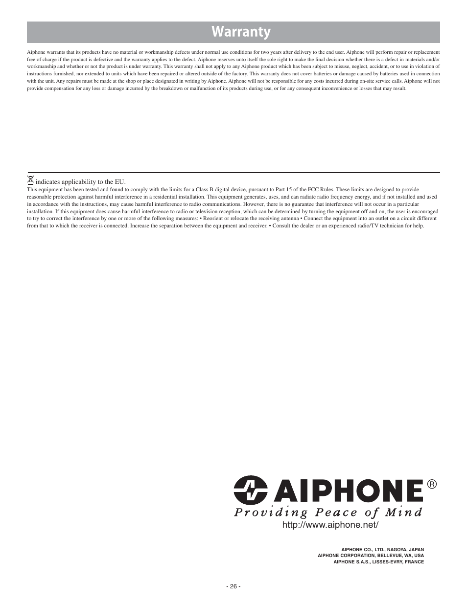 Aiphone GT-2C-L User Manual | Page 26 / 26