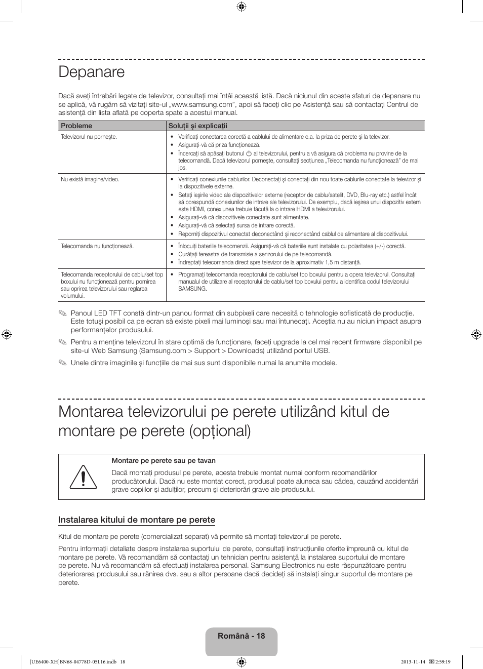 Depanare | Samsung UE40F6400AK User Manual | Page 210 / 385