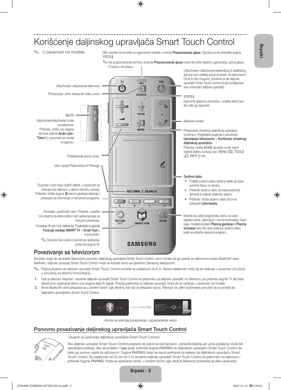 Povezivanje sa televizorom | Samsung UE40F6400AK User Manual | Page 221 / 385
