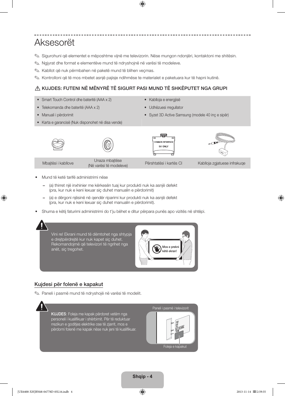 Aksesorët | Samsung UE40F6400AK User Manual | Page 244 / 385