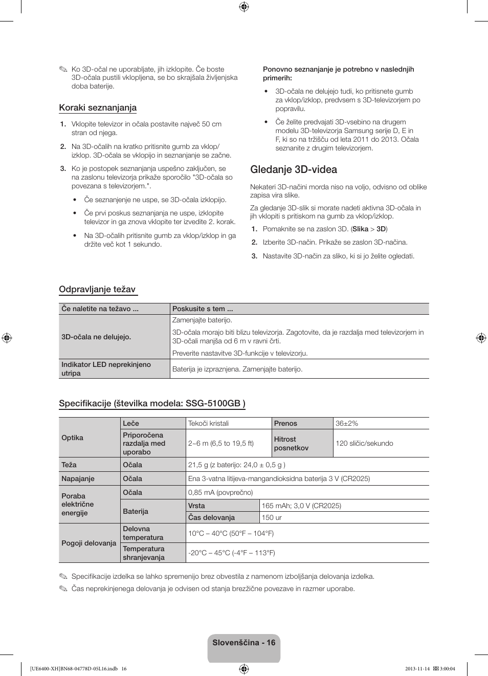 Gledanje 3d-videa | Samsung UE40F6400AK User Manual | Page 304 / 385