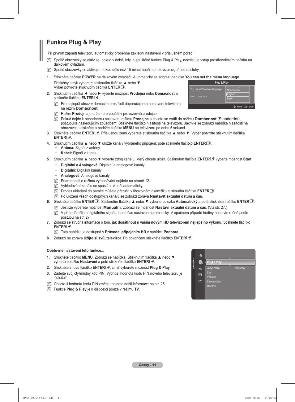 Funkce plug & play | Samsung PS42B451B2W User Manual | Page 206 / 393