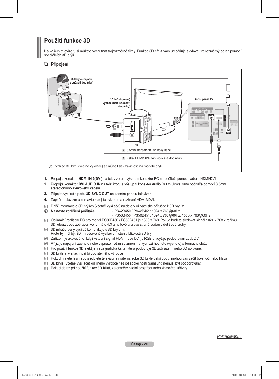 Použití funkce 3d | Samsung PS42B451B2W User Manual | Page 215 / 393