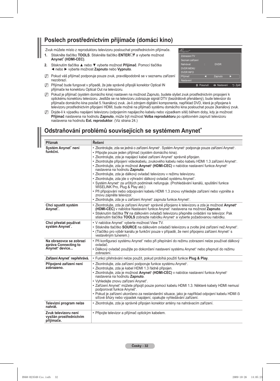Poslech prostřednictvím přijímače (domácí kino) | Samsung PS42B451B2W User Manual | Page 227 / 393