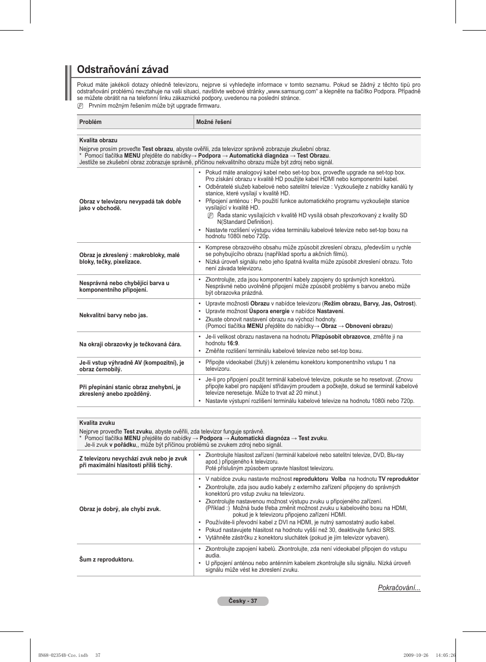 Odstraňování závad | Samsung PS42B451B2W User Manual | Page 232 / 393