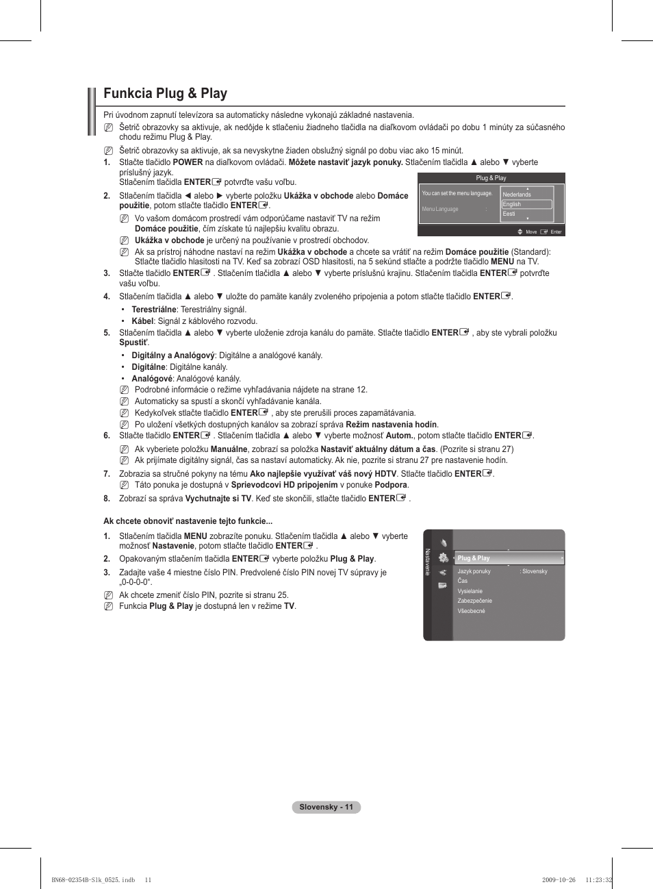 Funkcia plug & play | Samsung PS42B451B2W User Manual | Page 245 / 393