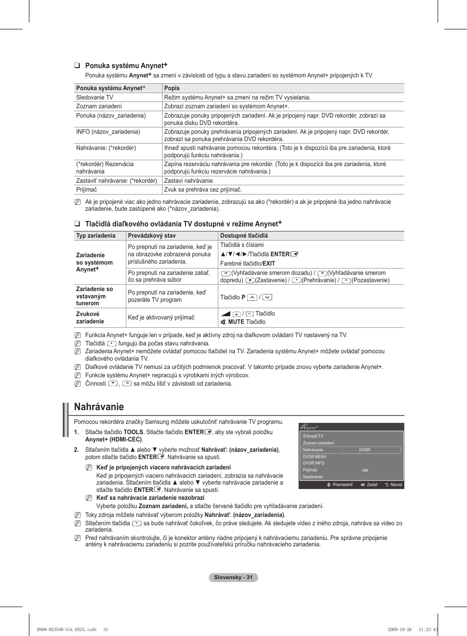 Nahrávanie | Samsung PS42B451B2W User Manual | Page 265 / 393