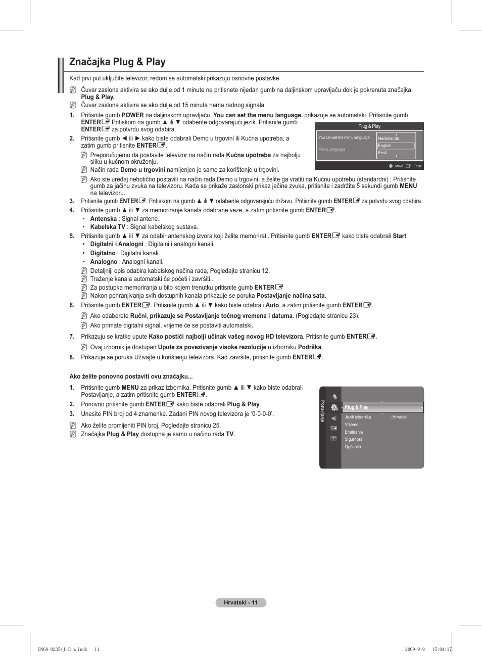 Značajka plug & play | Samsung PS42B451B2W User Manual | Page 362 / 393