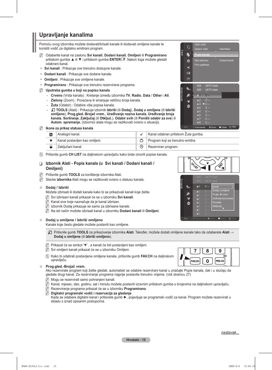Upravljanje kanalima, Omiljeni) | Samsung PS42B451B2W User Manual | Page 366 / 393