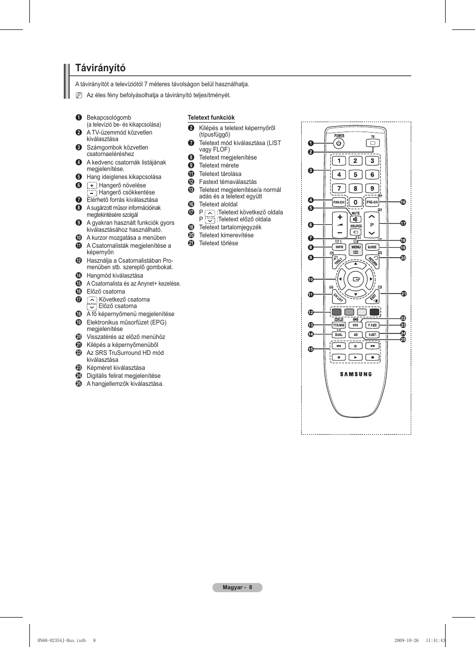 Távirányító | Samsung PS42B451B2W User Manual | Page 47 / 393