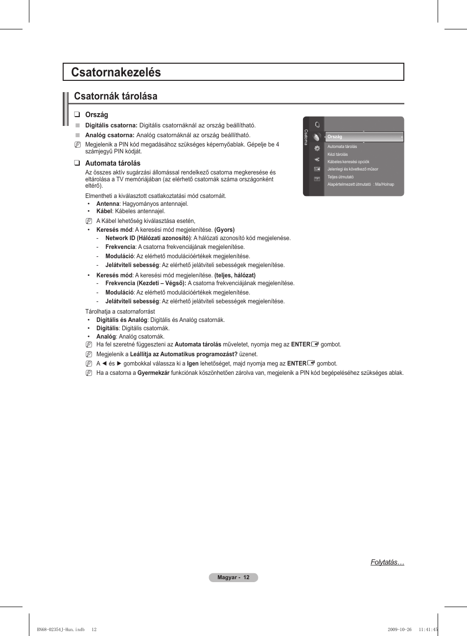 Csatornakezelés, Csatornák tárolása | Samsung PS42B451B2W User Manual | Page 51 / 393