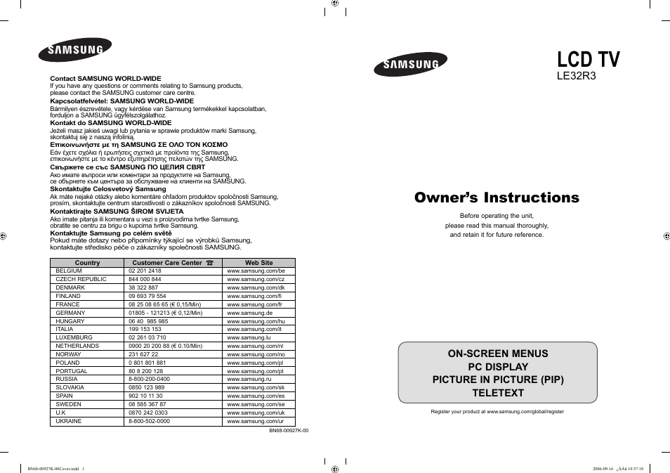 Samsung LE32R32B User Manual | 211 pages