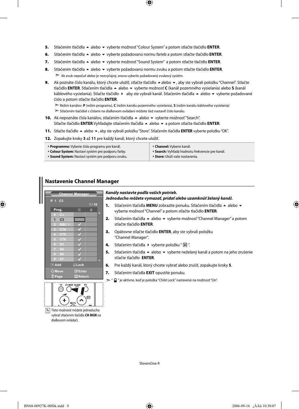 Nastavenie channel manager | Samsung LE32R32B User Manual | Page 141 / 211