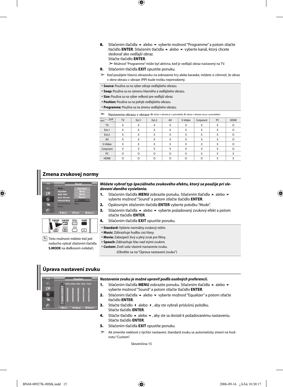 Zmena zvukovej normy, Úprava nastavení zvuku | Samsung LE32R32B User Manual | Page 147 / 211
