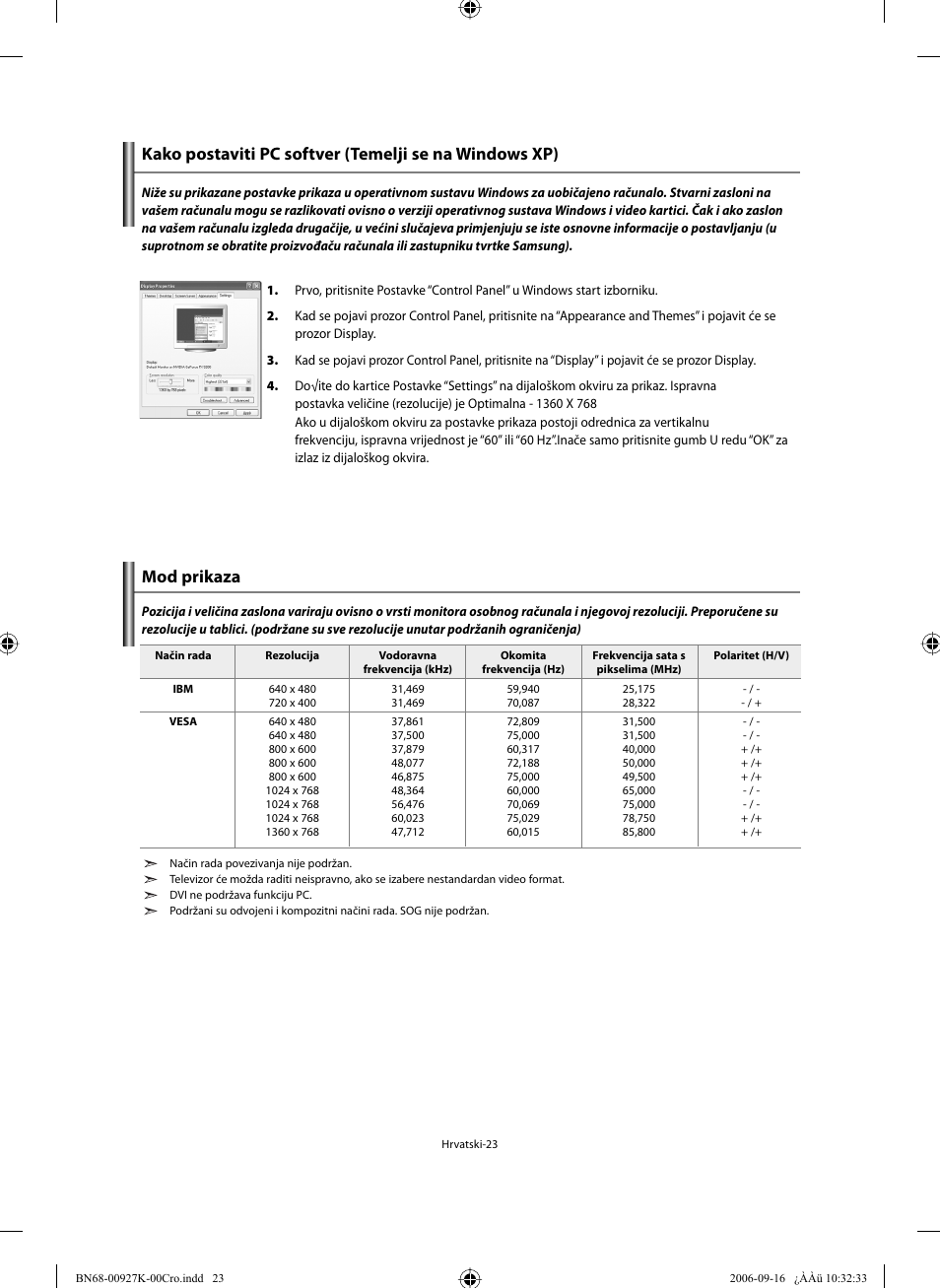 Mod prikaza | Samsung LE32R32B User Manual | Page 181 / 211