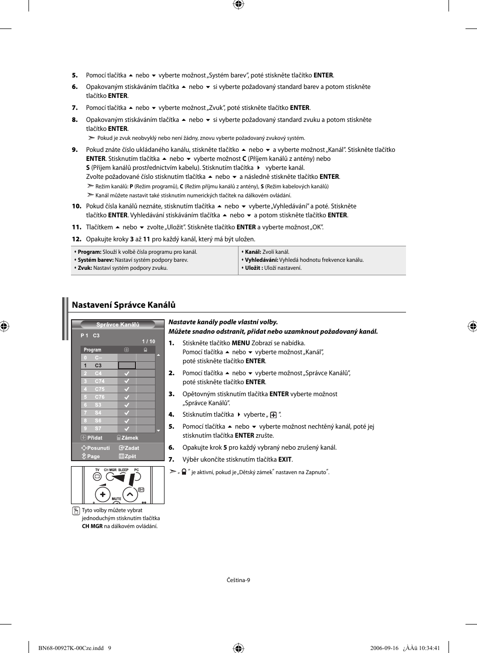 Nastavení správce kanálů | Samsung LE32R32B User Manual | Page 193 / 211