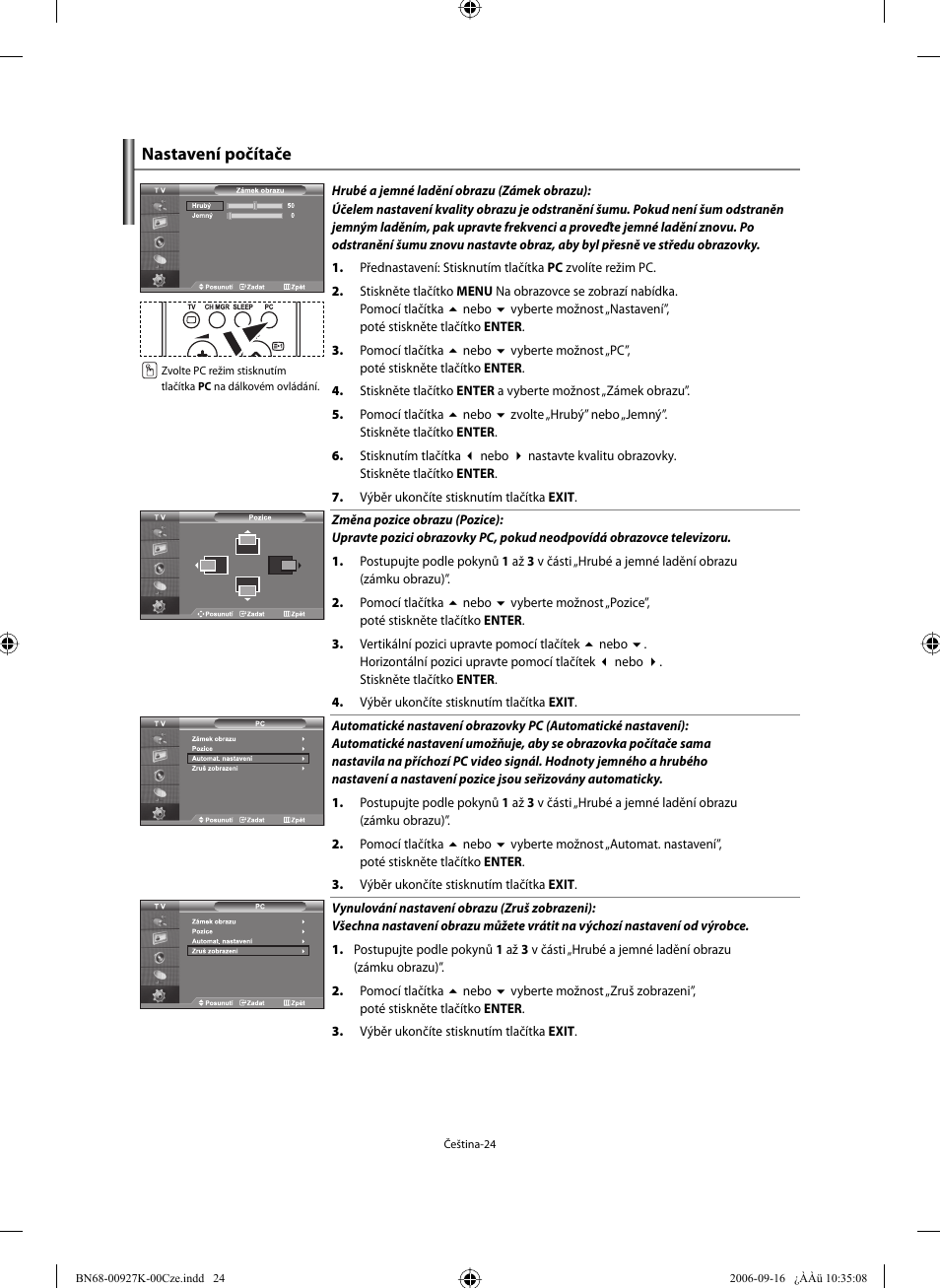 Nastavení počítače | Samsung LE32R32B User Manual | Page 208 / 211
