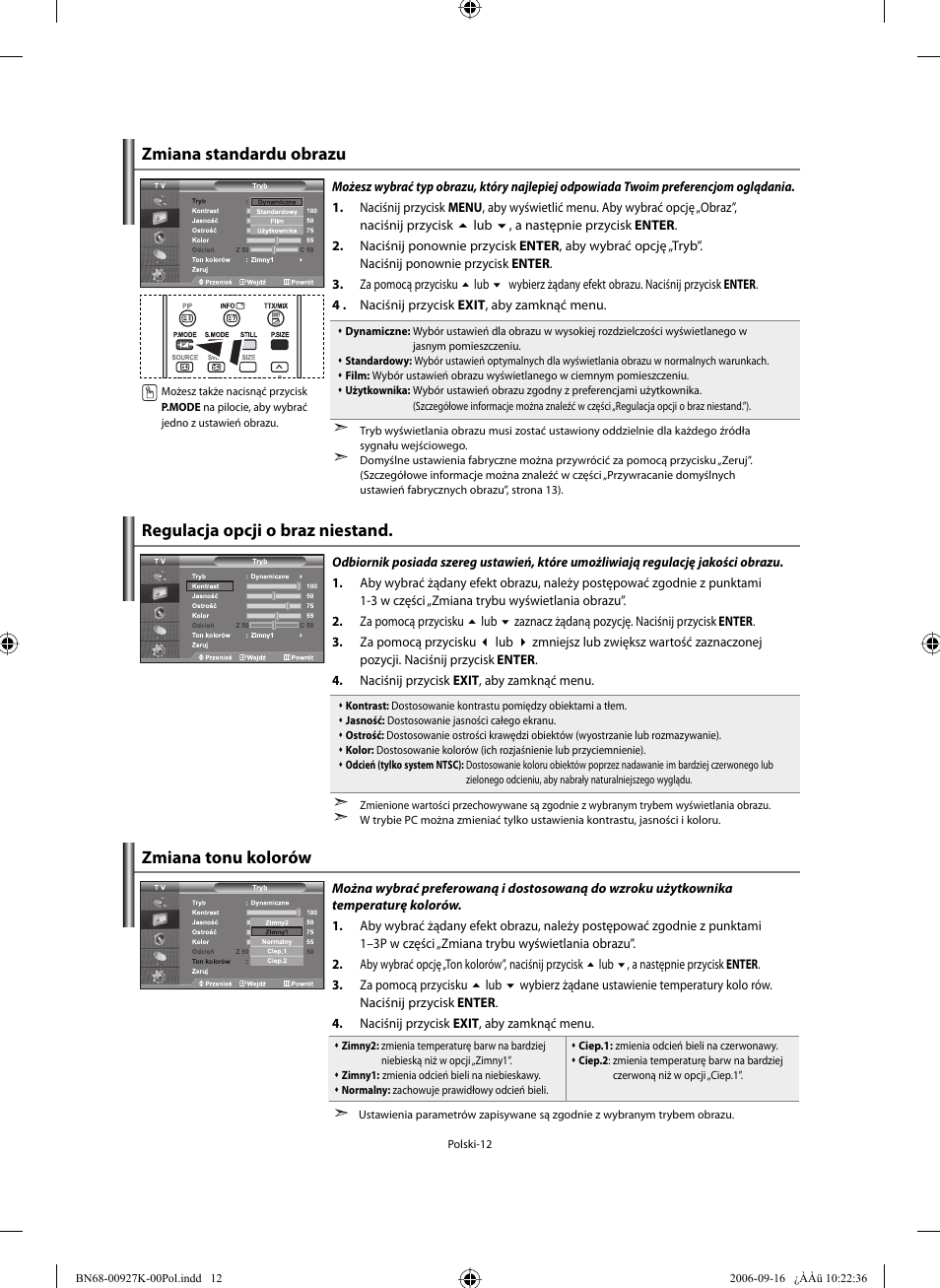 Zmiana tonu kolorów | Samsung LE32R32B User Manual | Page 66 / 211