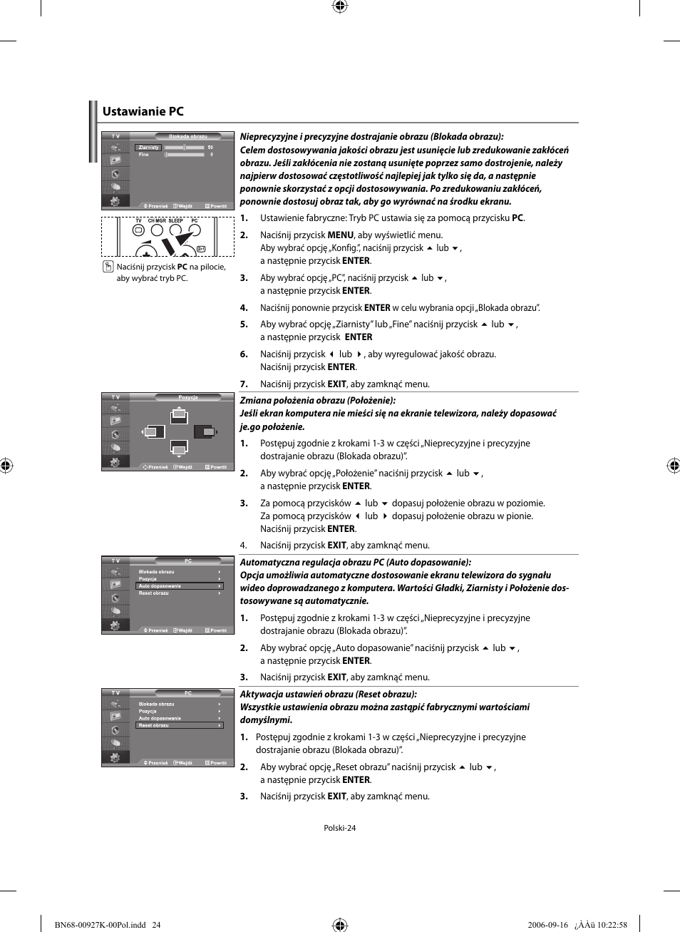 Ustawianie pc | Samsung LE32R32B User Manual | Page 78 / 211