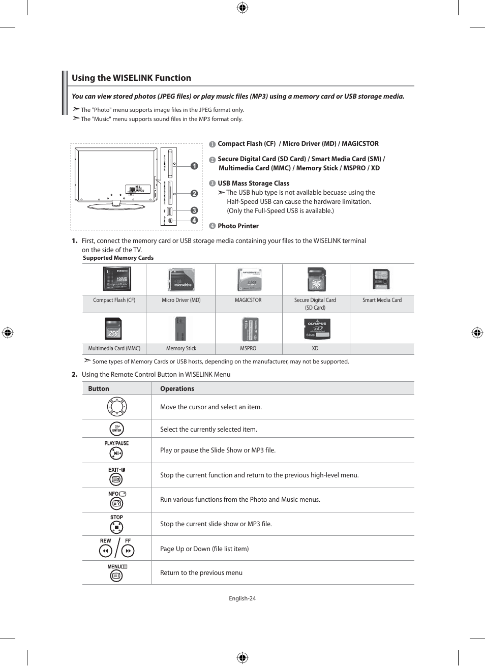 Wiselink, Using the wiselink function, Using the wiselink menu | Samsung LE40F71B User Manual | Page 26 / 355