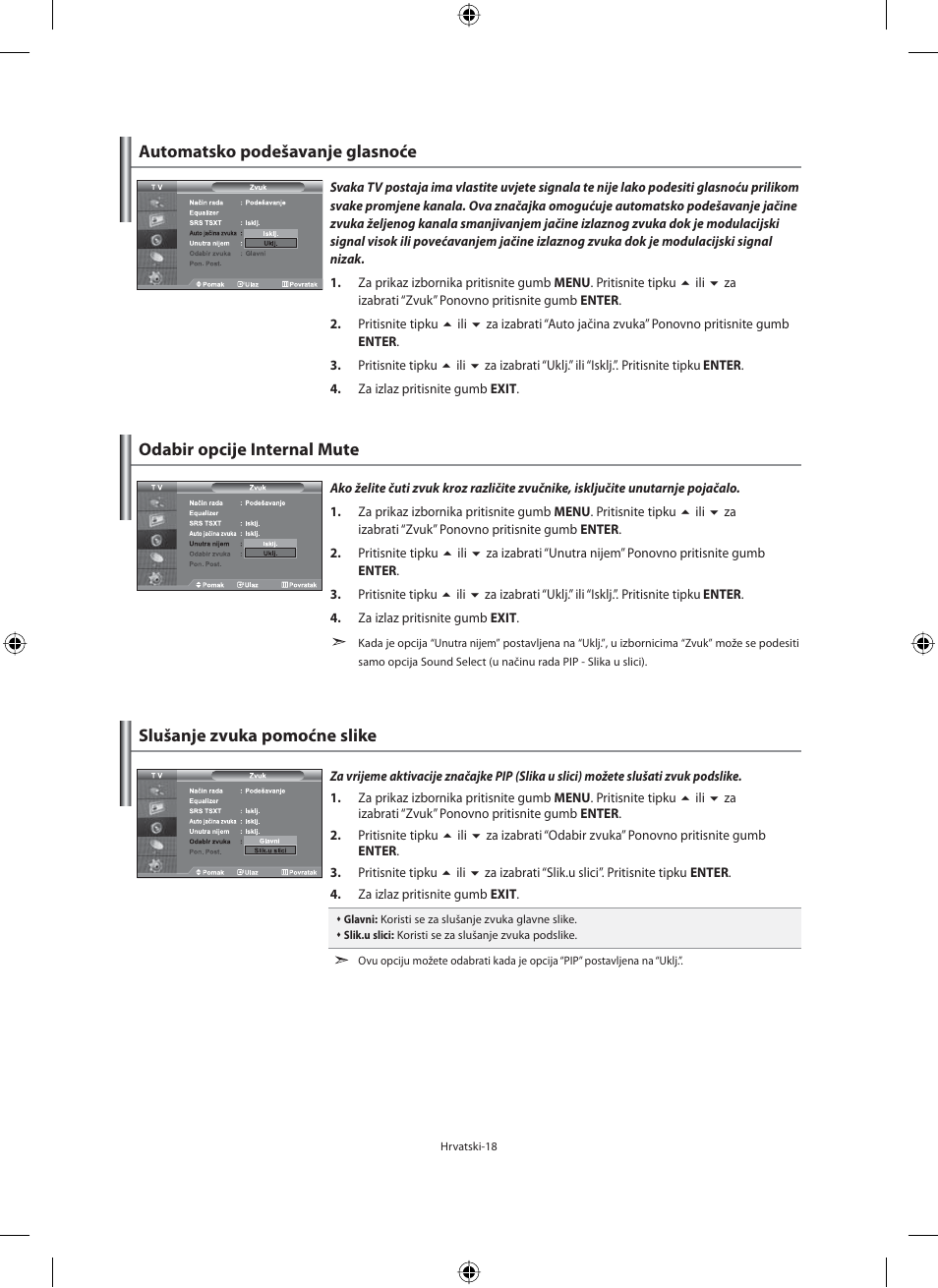 Automatsko podešavanje glasnoće | Samsung LE40F71B User Manual | Page 284 / 355